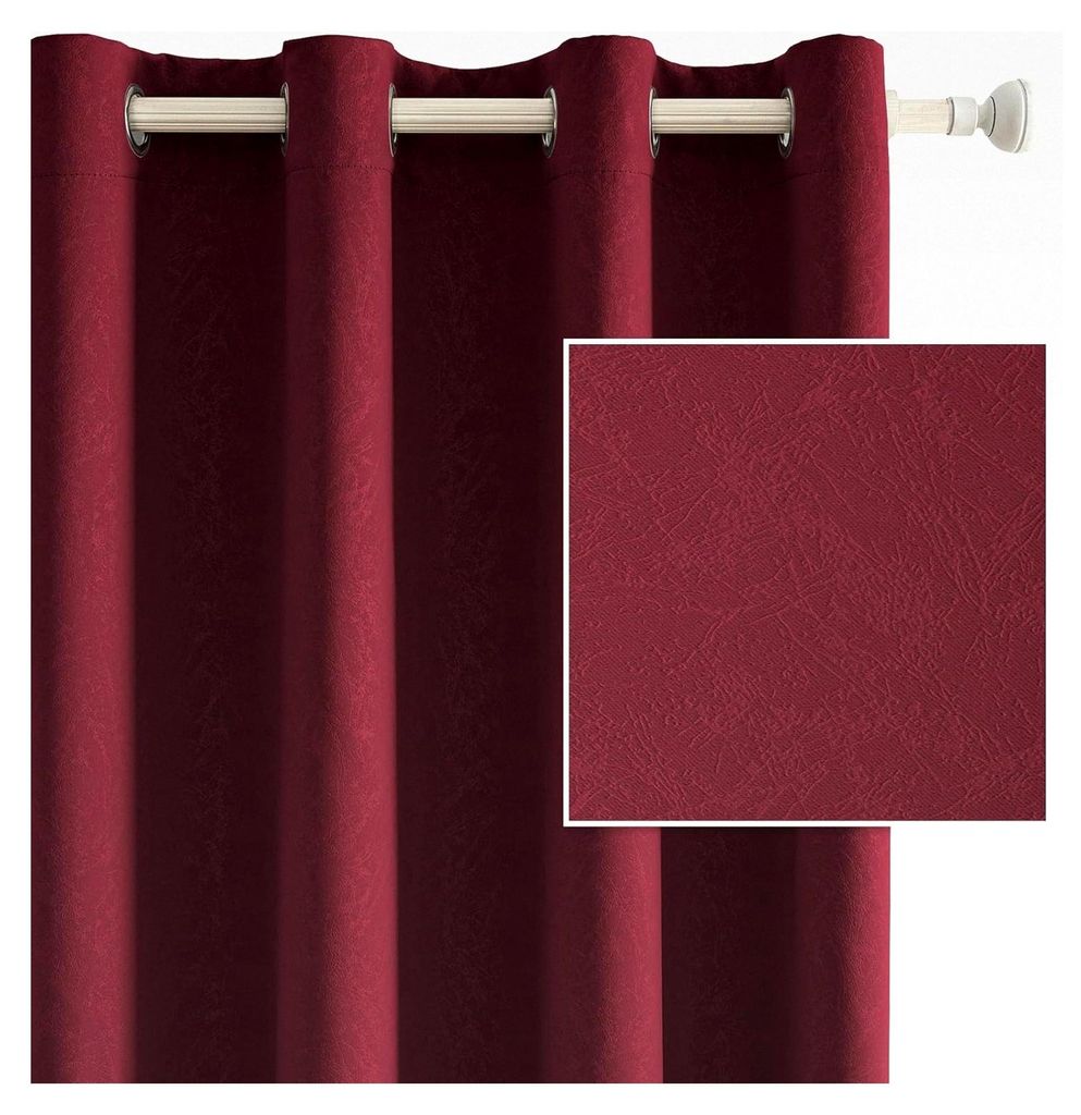 Verdunklungsvorhänge 2er Set, Thermovorhang mit Ösen, 140x225 cm, moderne Gardinen für Wohnzimmer und Schlafzimmer, schallschutz Vorhang, Bordeaux