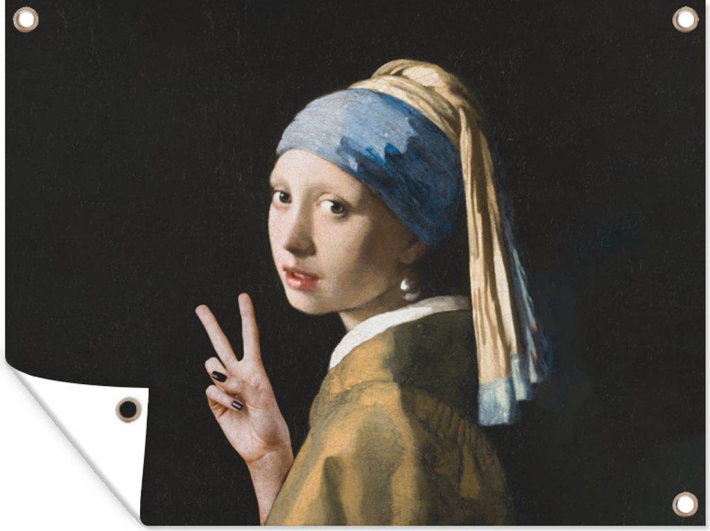 MuchoWow 80x60 cm Outdoor-Poster Gartendeko Sichtschutz Garten Poster für den Garten Das Mädchen mit dem Perlenohrring - Vermeer - Frieden