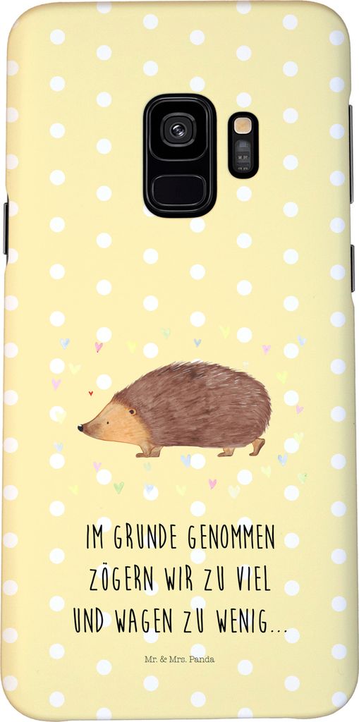 Mr. & Mrs. Panda Samsung Galaxy S9 Handyhülle Igel Herzen - Gelb Pastell - Geschenk, Hülle, Handy Schutzhülle, Leben, Lustige Sprüche, Liebe, C...
