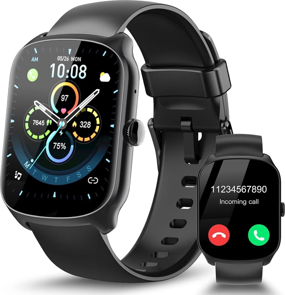 STECEi Smartwatch mit Telefonfunktion, 1.95" HD Fitnessuhr, 110+ Sportmodi, Schlaf- & Herzfrequenz-Tracking, IP68, für Android/iOS