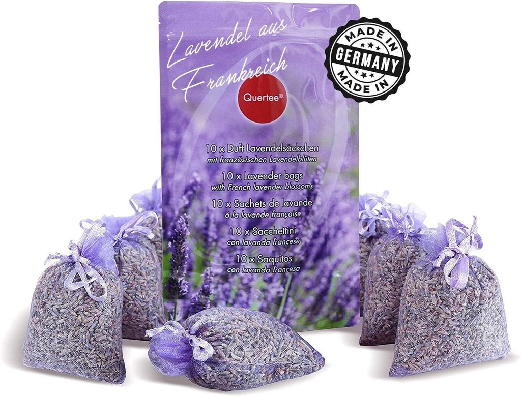 10 x Lavendelsäckchen mit französischen Lavendel - Duftsäckchen mit nsgesamt 100 g Lavendel für Mottenschutz, stressabbau, besser schlafen