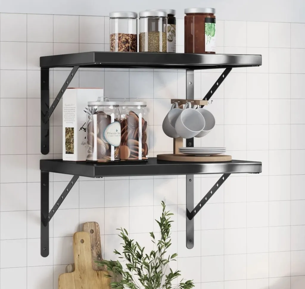 Set 2 Mensole Murali Cloris Nero Inox 50x40 - Tendenze Design 2025