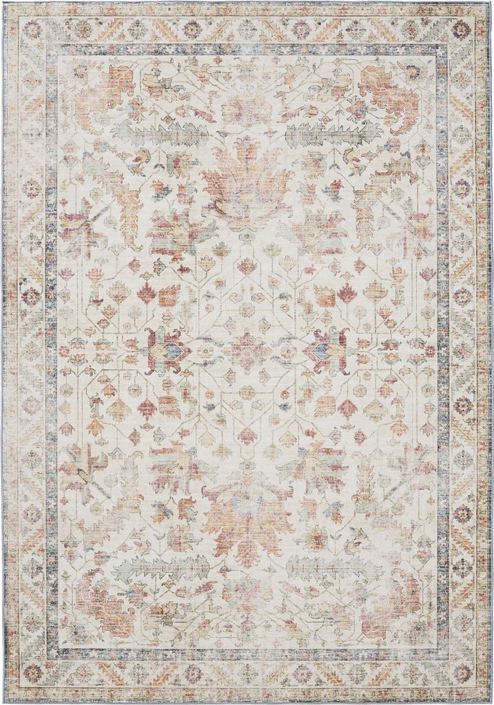 benuta Waschbarer Vintage Teppich George Multicolor/Beige 200x300 cm Wohnzimmerteppich Schlafzimmer weich orientalisch Rechteckig