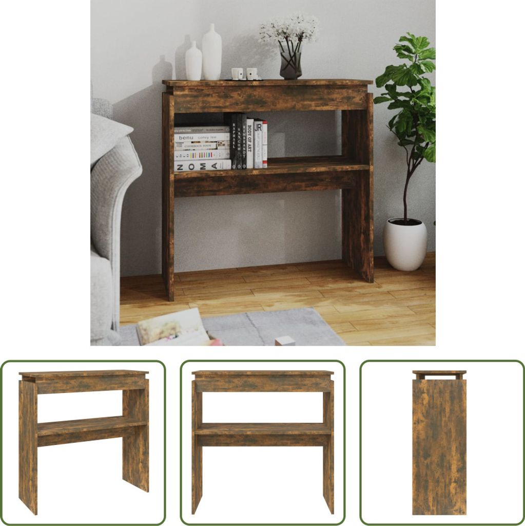 The Living Store Konsolentisch Räuchereiche 80x30x80 cm Holzwerkstoff
