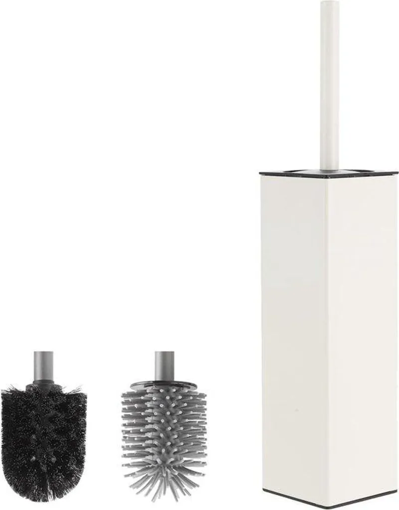 Brosse WC en silicone et son support métal blanc pour salle de bain moderne