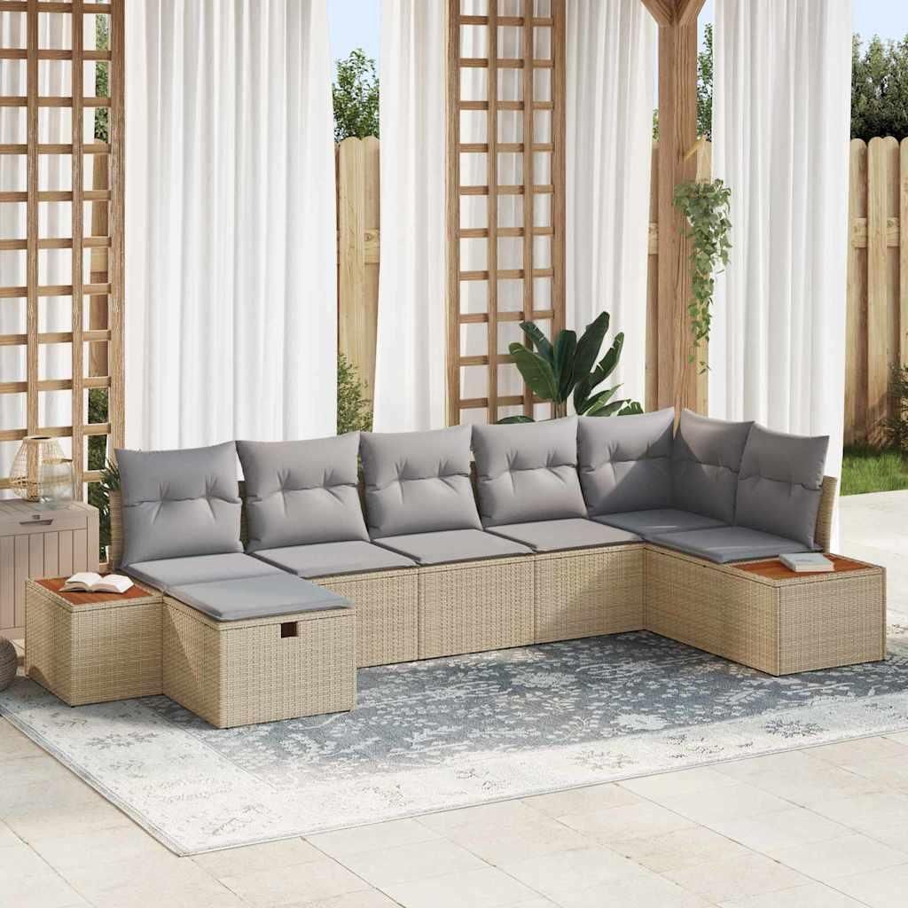 Maison Exclusive - Gartensofa-set mit Kissen 8 pcs Beige Poly-Rattan