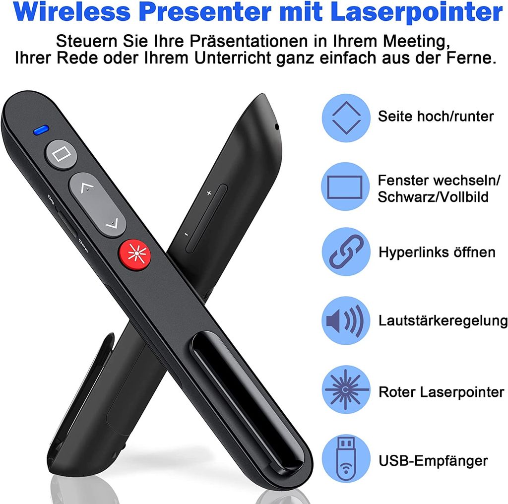 Präsentationsfernbedienung Doosl 2.4GHz Wireless Presenter PowerPoint Klicker 