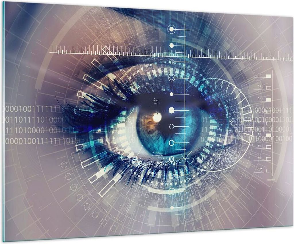 Bilder auf glas - Cyberspace Daten digitales - 100x70cm - Glasbilder - Wandbilder - Kunstdruck - zum Aufhängen bereit - Wanddekoration aus Glas - ...