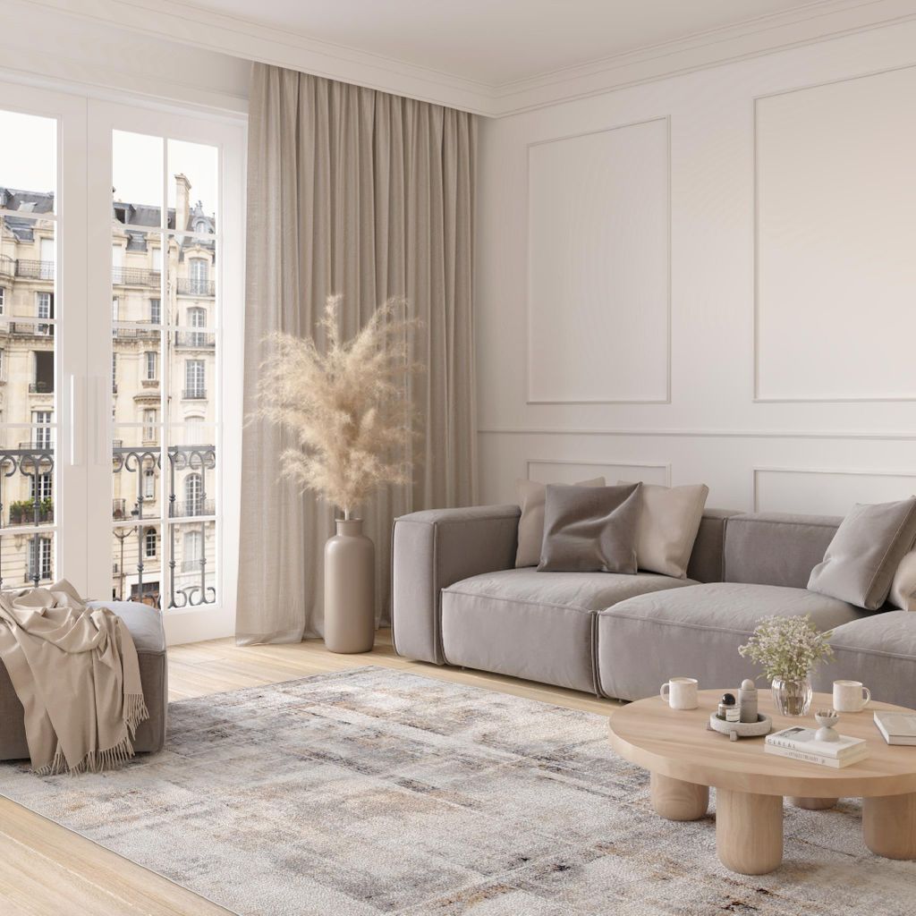 Tapiso Teppich VALLEY Modern Kurzflor Grau Beige Creme