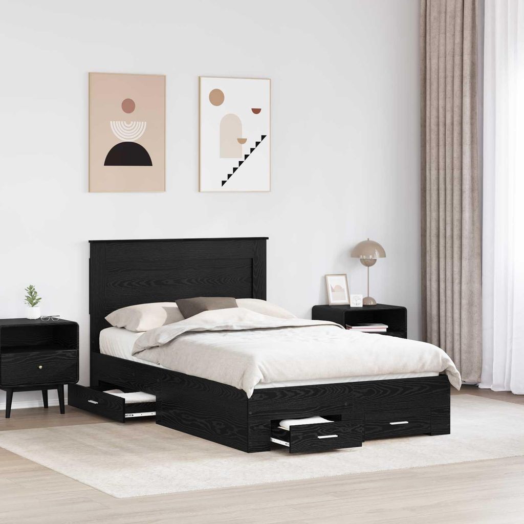 Eleganter Möbel Bettgestell mit Schubladen mit Kopfteil Holzwerkstoff - CJG164861 - Klassische BettenJugendbett Tagesbett