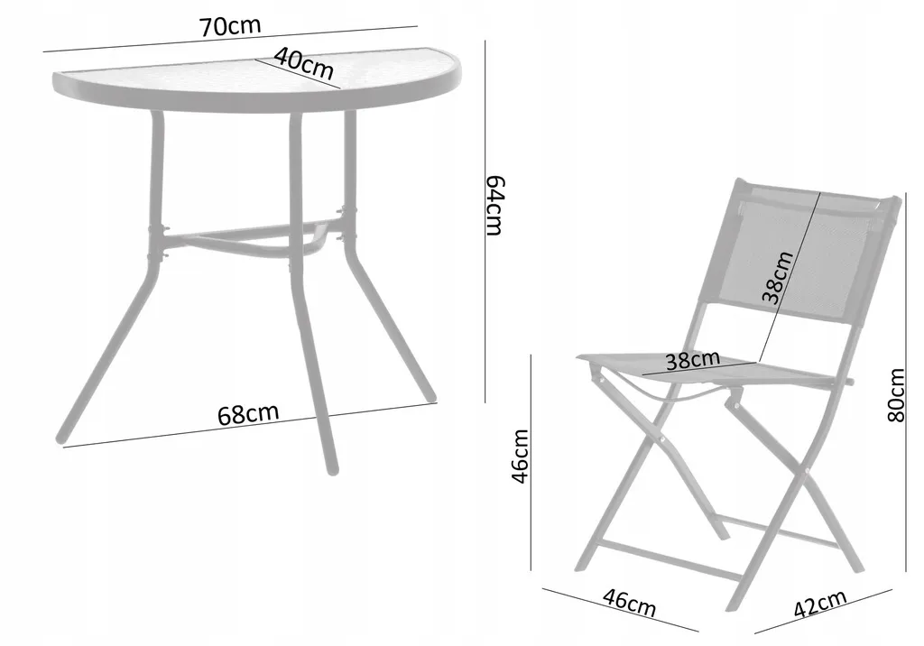 Set Balcone VBChome Nero: Mobili Salvaspazio Pieghevoli 3 Pezzi - 4