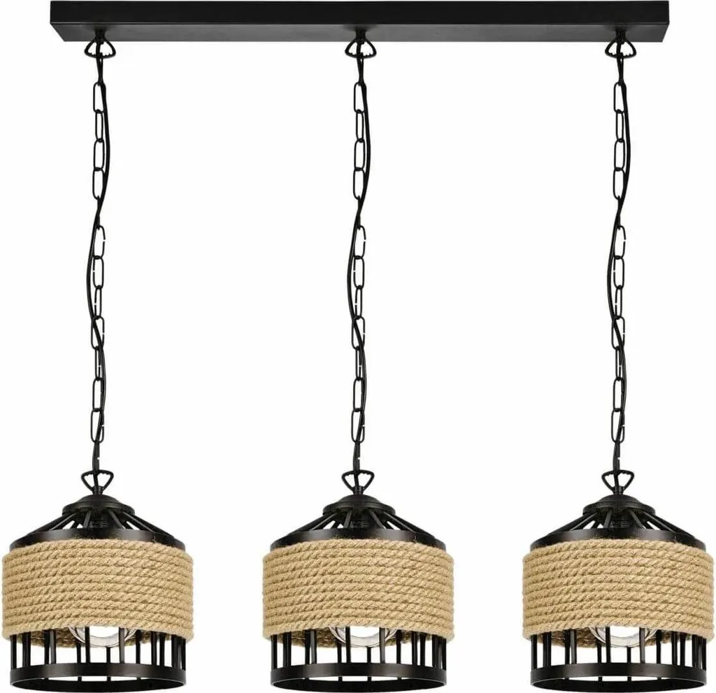 Lustre noir 3 lampes KOLOSEUM pour éclairer une grande pièce sombre