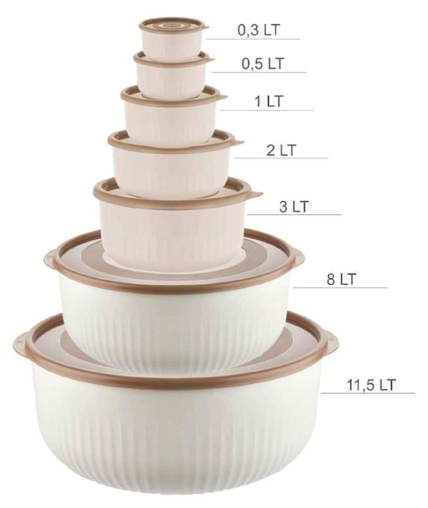 Vorratsdosen rund mit Deckel, (7er Set, 0,3L - 11,5L), Produktbild 