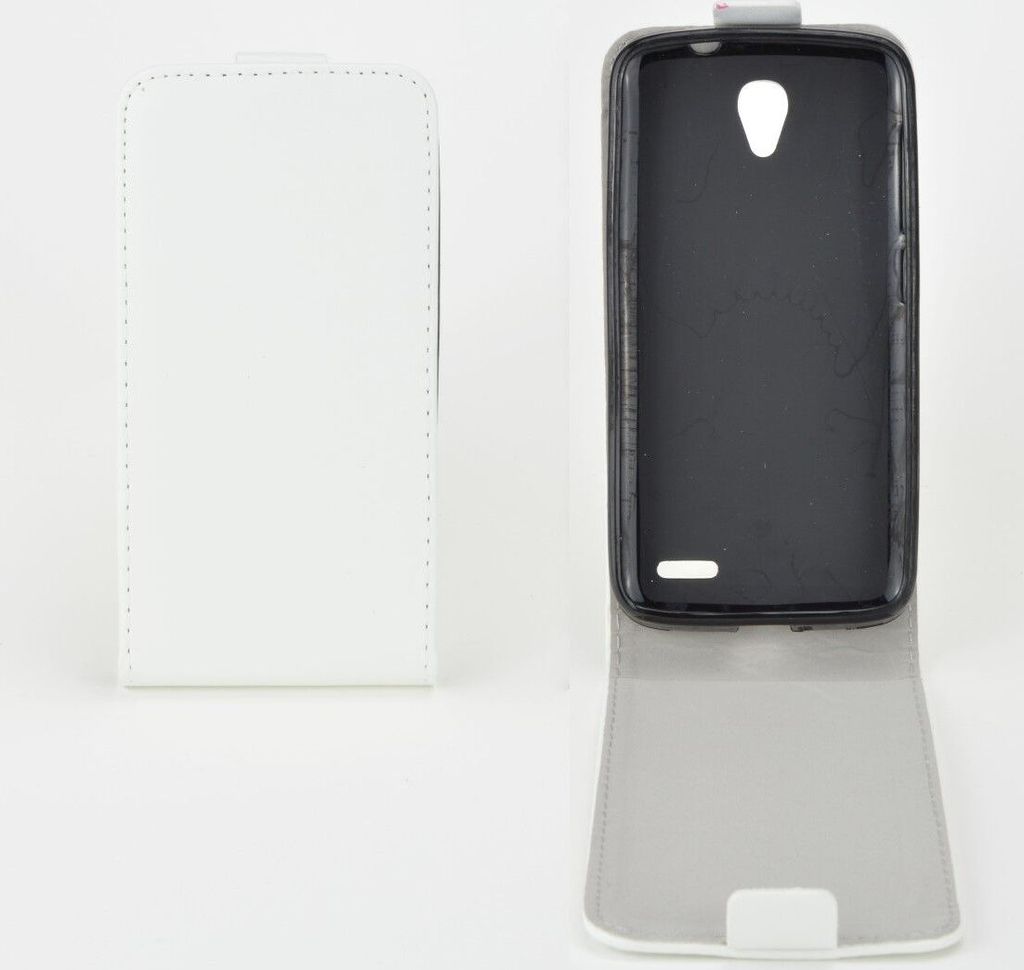 Flip Schutz Hülle für Alcatel Pop 2 (4.5) Weiß Kunstleder Slim Flex