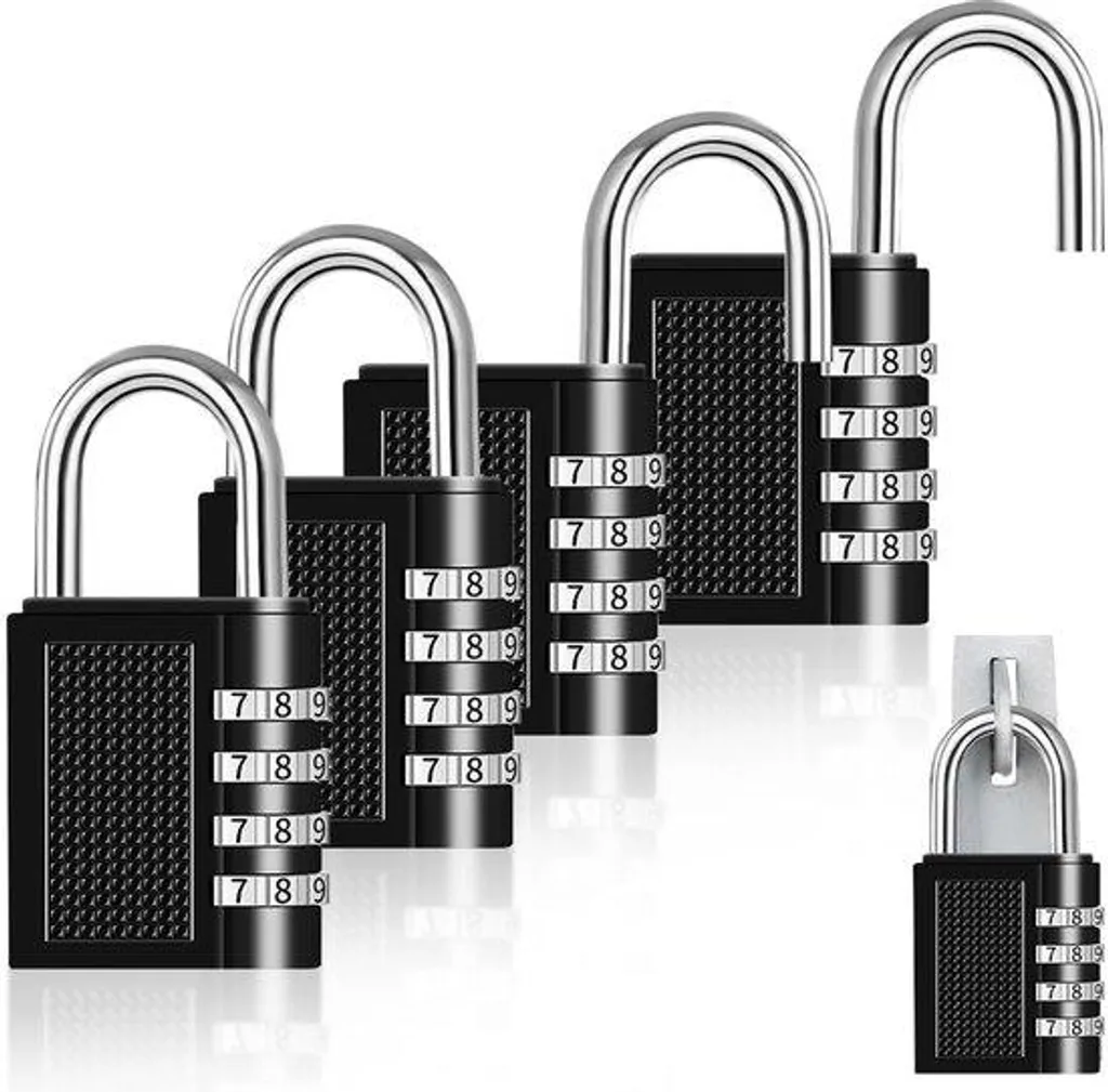 Cadenas haute sécurité 4 chiffres anti-rouille lot de 4 pour casier sport