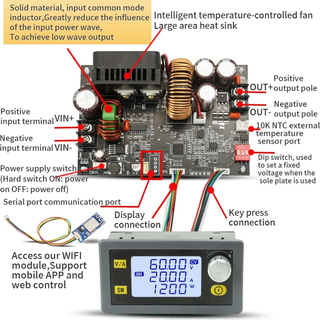 Plaque de base alimentation 20A 1200W à tension et courant constant - 7