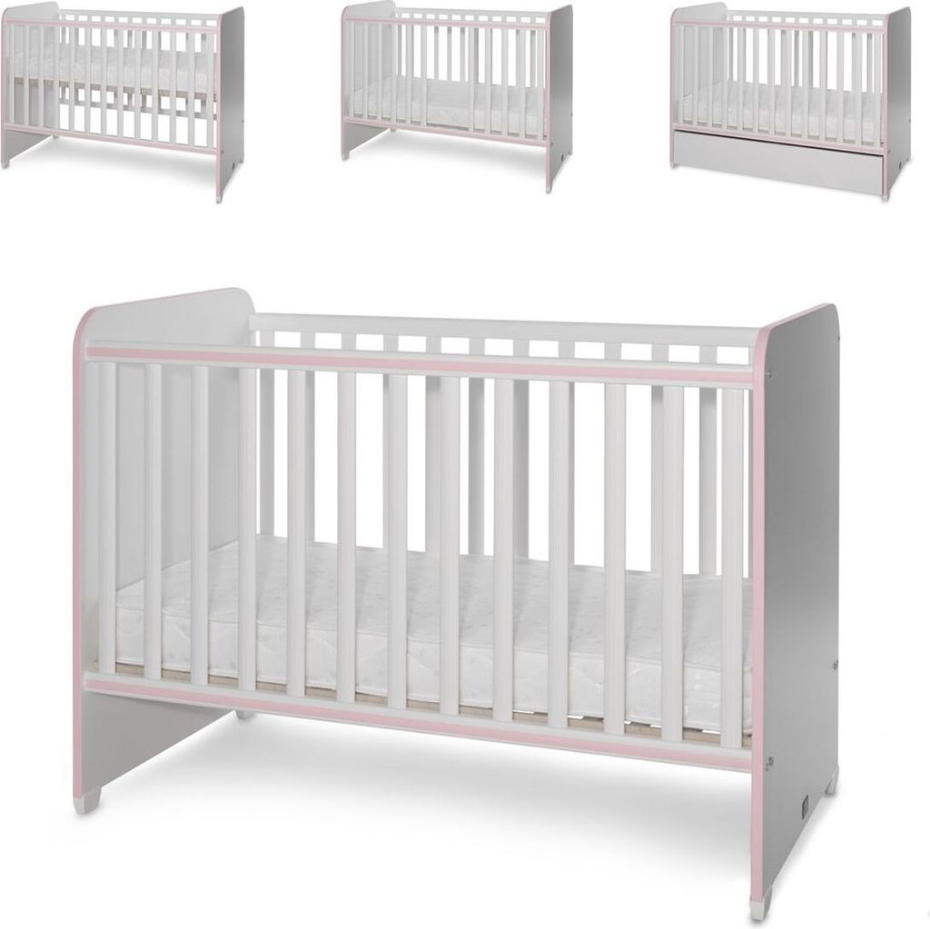 Lorelli Babybett Sweet Dream 124 x 68 x 95 cm Unterbettrahmen mit zwei Ebenen pink