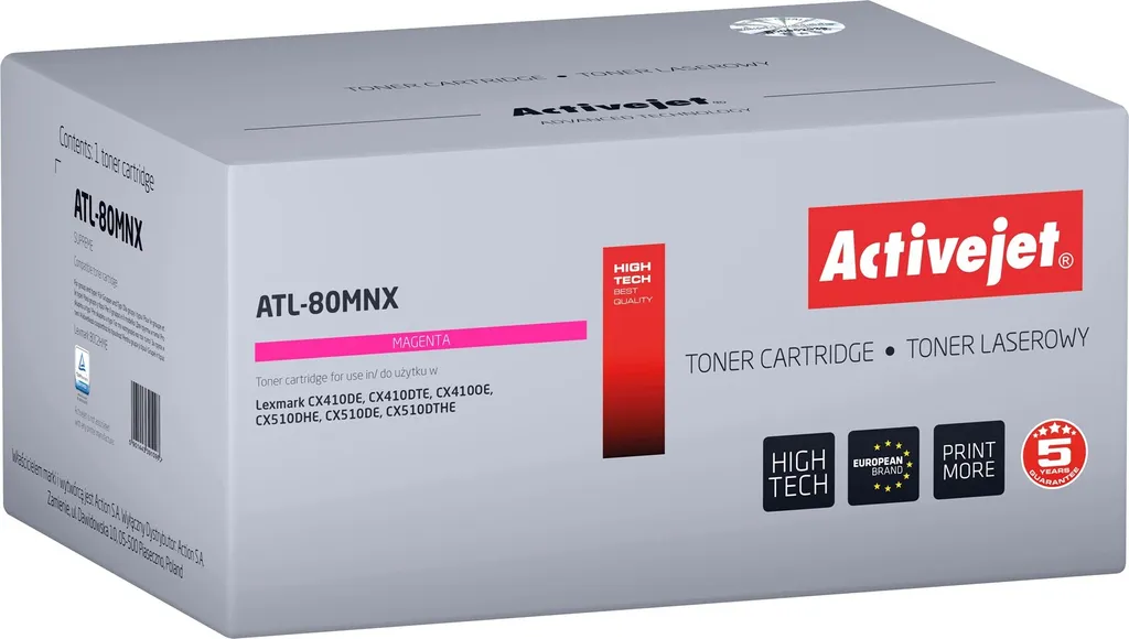 Toner Magenta Activejet ATL-80MNX - Resa 3000 Pagine Lexmark 802HM