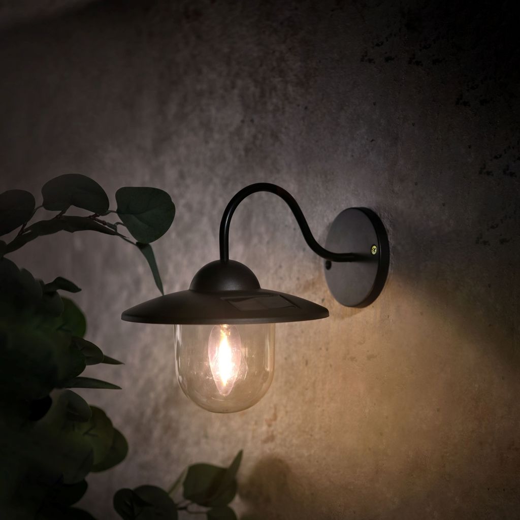 LED Solar Lampe mit Schirm für die Fassade Wand im Produktbild 