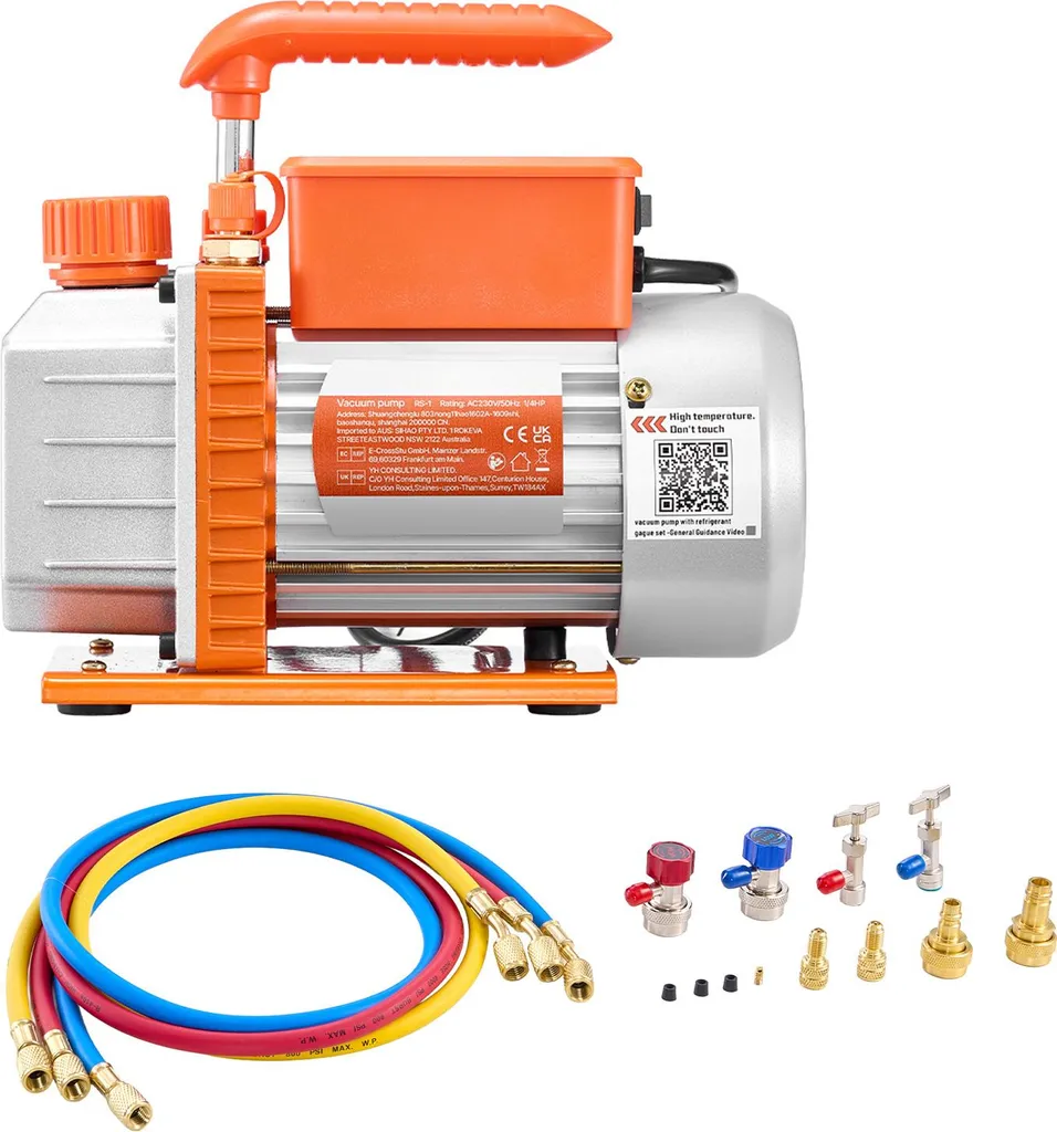 SucceBuy pompa per vuoto con manometro, 3,5 CFM 99 L/min, 180 W, pompa rotativa a palette a 1 stadio, kit pompa per vuoto per R134a, R22, R410a, R1234YF e R32, compresa la borsa per il trasporto per gli impianti di condizionamento dell'automobile