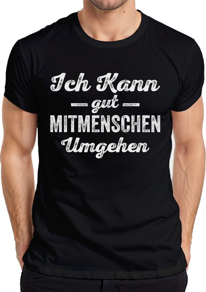 Ich kann mit Menschen umgehen Sarkastisch Antisocial Humor Ironie Herren T-Shirt, Schwarz, XXL