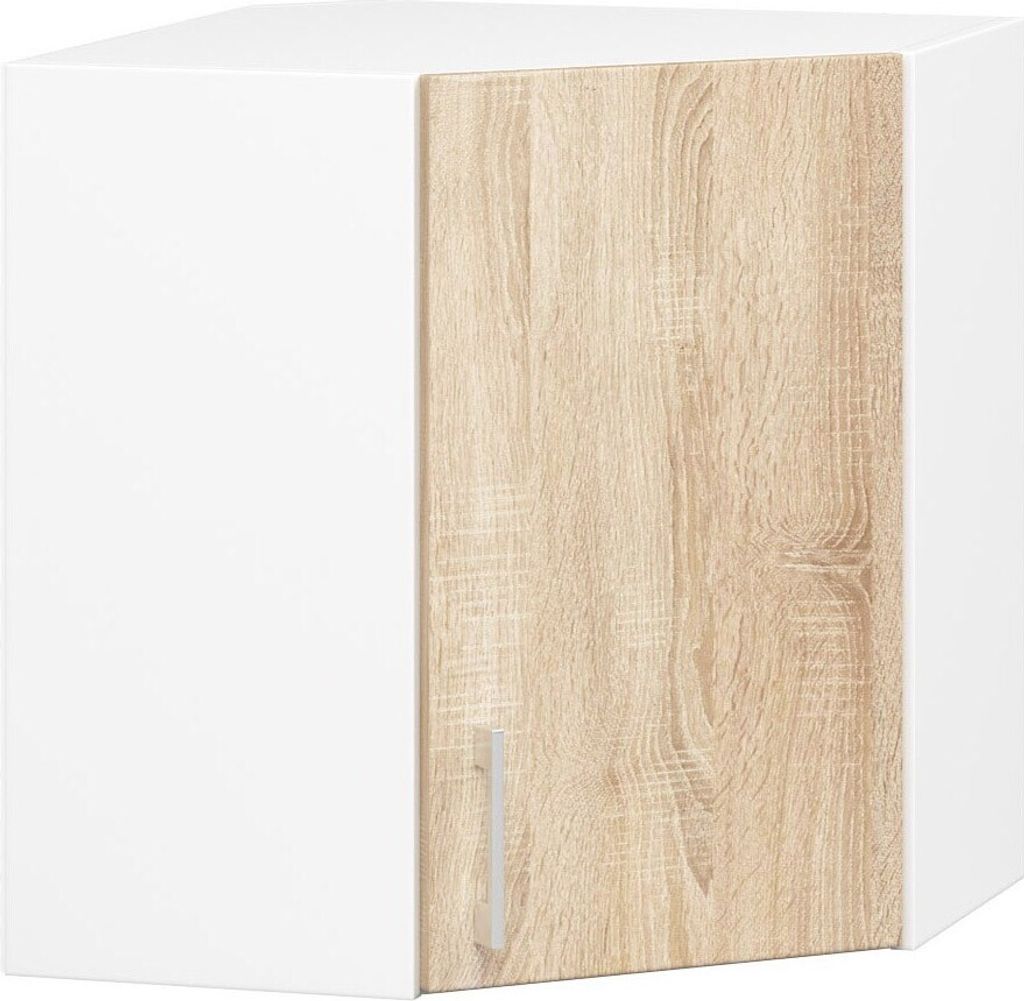 Küchen-Hängeschrank LIMA Weiß 60 cm Front Sonoma Eiche B60xH58xT30,5 cm