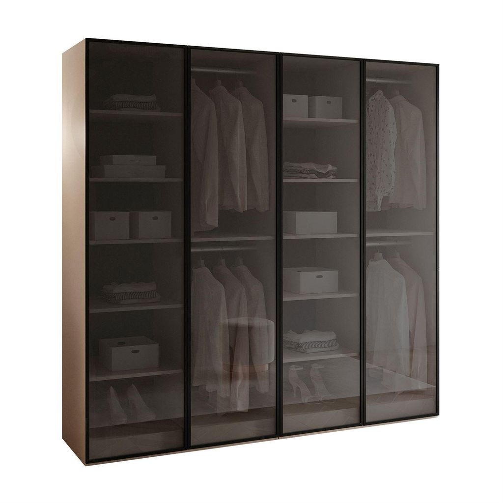 Kippschrank SANDBOX 200, mit LED Belechtung, Beige Sand / Schwarzes Glass