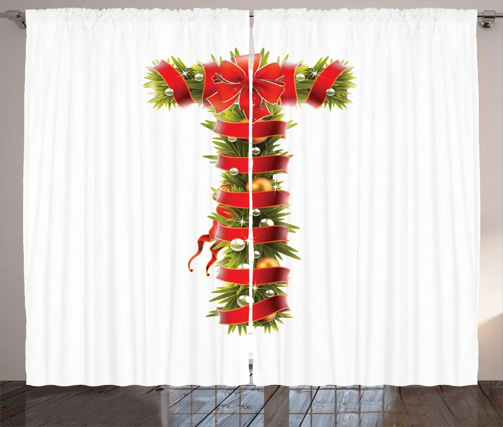 ABAKUHAUS Rideau de Chambre Alphabet de Noël Lettre T 280 x 225 cm Perle
