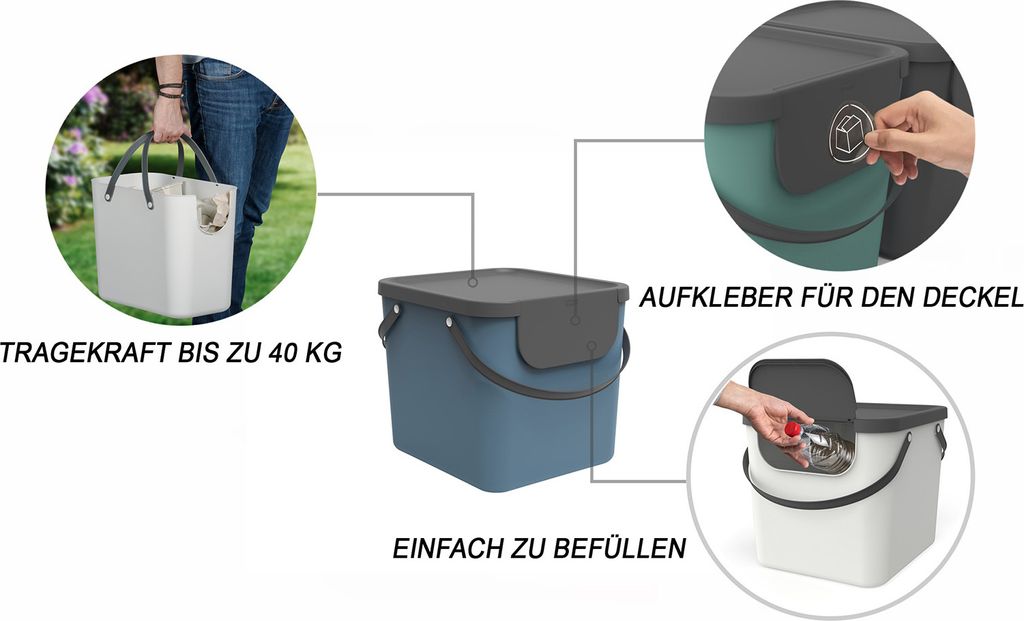 Rotho Mülltrennsystem 40L Albula - Mülleimer 40,0 x 35,8 x Produktbild 3