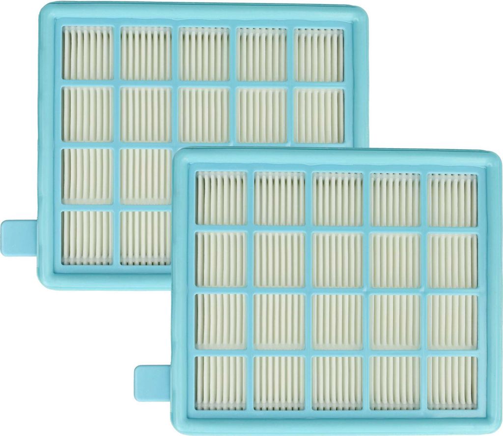 vhbw 2x Staubsaugerfilter kompatibel mit Philips PowerProCompact FC8474/01, FC8477/91, FC8474/61, FC8477/19 Staubsauger - HEPA-Filter Weiß Hellblau