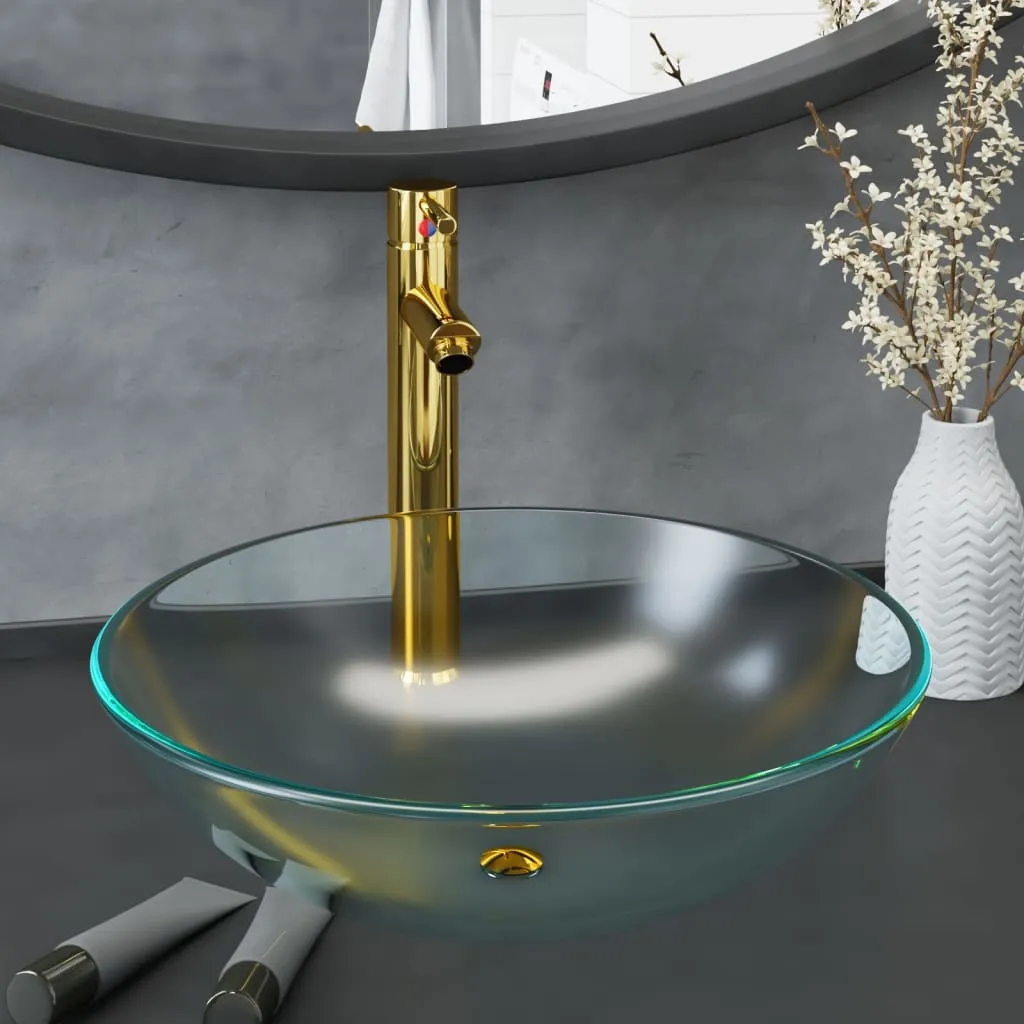 Set Lavabo da Appoggio Vetro Satinato vidaXL - Design Contemporaneo - 2