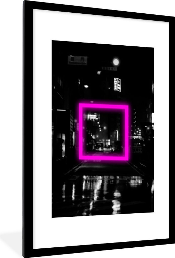 MuchoWow Gerahmtes Poster Spiele - Konsole - Neon 60x90 cm - Poster mit Schwarzem Bilderrahmen Wandposter Rahmen Foto Bilder - Dekoration - Wandp...