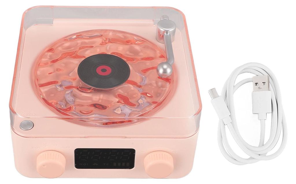 Haut-parleur Bluetooth style tourne-disque avec veilleuse Image du produit 