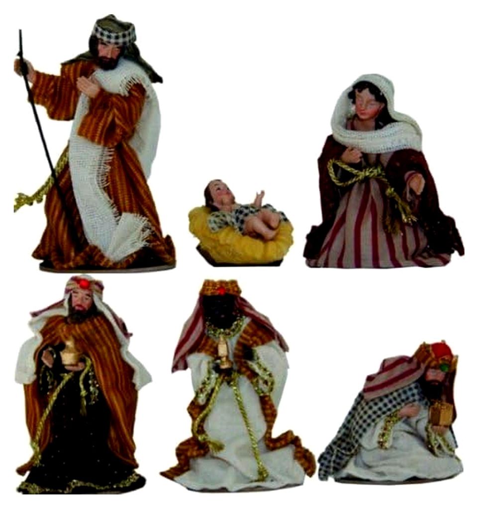 Orientalische Krippe, 6 Teile, 13 cm hoch, handbemalt