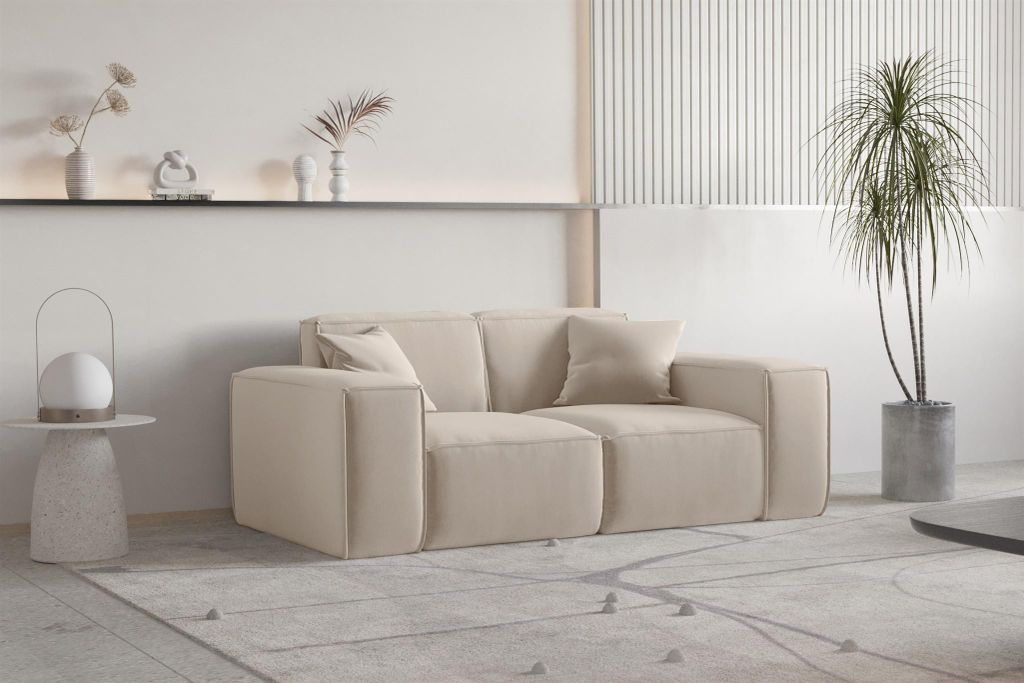 Sofa Designersofa CELES PREMIUM 2-Sitzer in Stoff Opera Velvet Sand