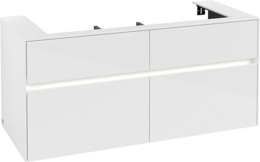 V&B Waschtischunterschrank Collaro 120x54,8x50cm, WT mi, LED 8,8 W, glo wh.