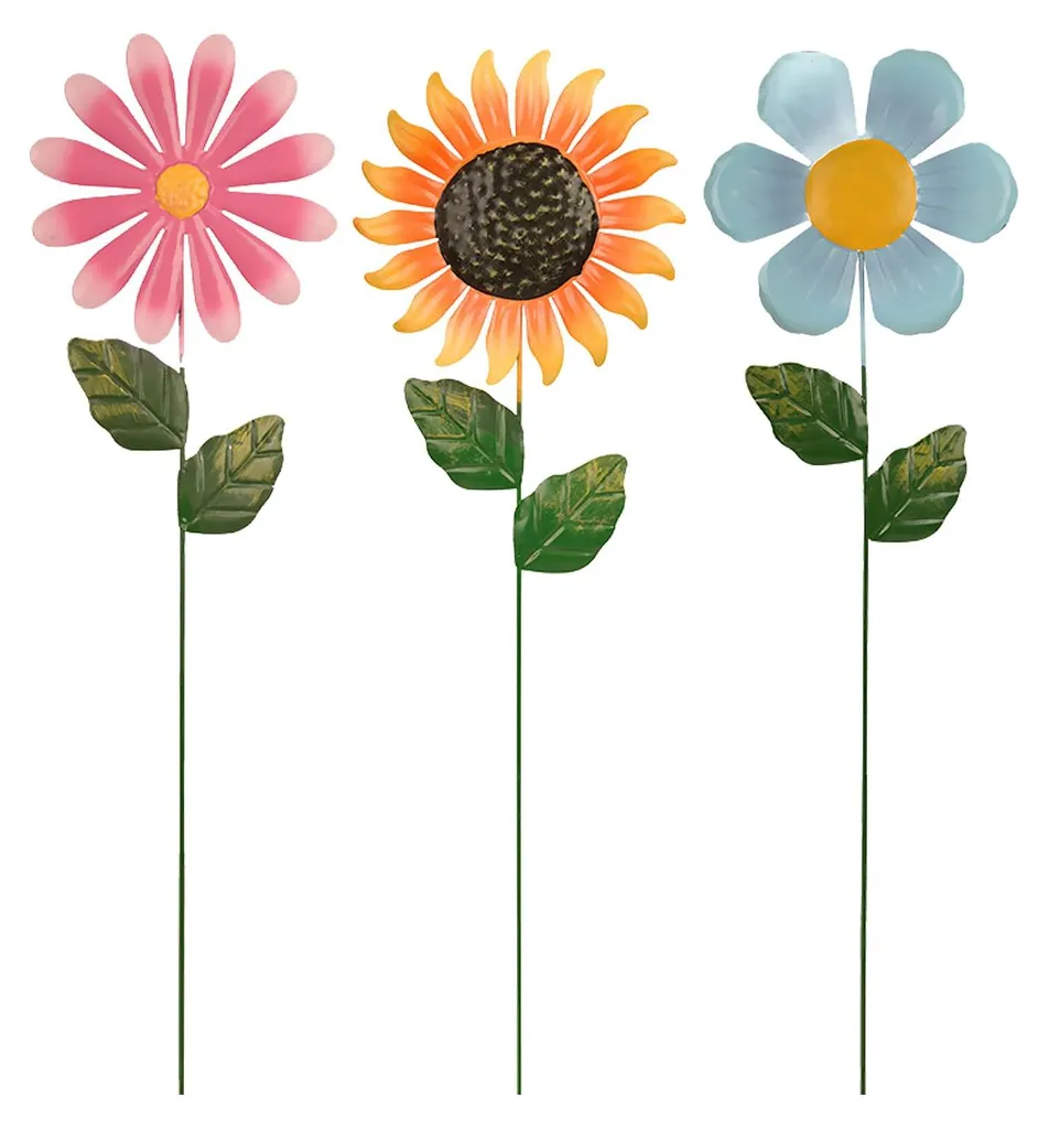 Ornements de jardin tournesols en métal rouillé pour déco extérieure
