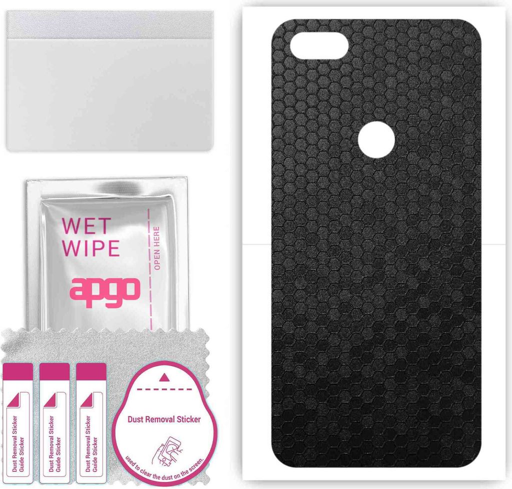 apgo Rückseite Schutzfolie, Skin, kompatibel mit Alcatel 1v (2019), Hinten Displayschutzfolie aus Vinylfolie, kratzfest, einfache Montage - Schwar...