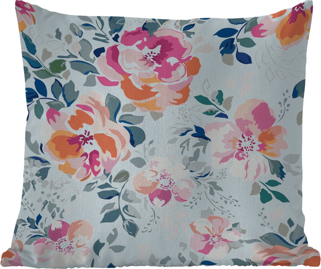 MuchoWow Outdoor Kissen - Blumen - Rosen - Aquarell - 45x45 cm - Wetterfest - Lounge Kissen - Fotokissen - Dekoratives Kissen
