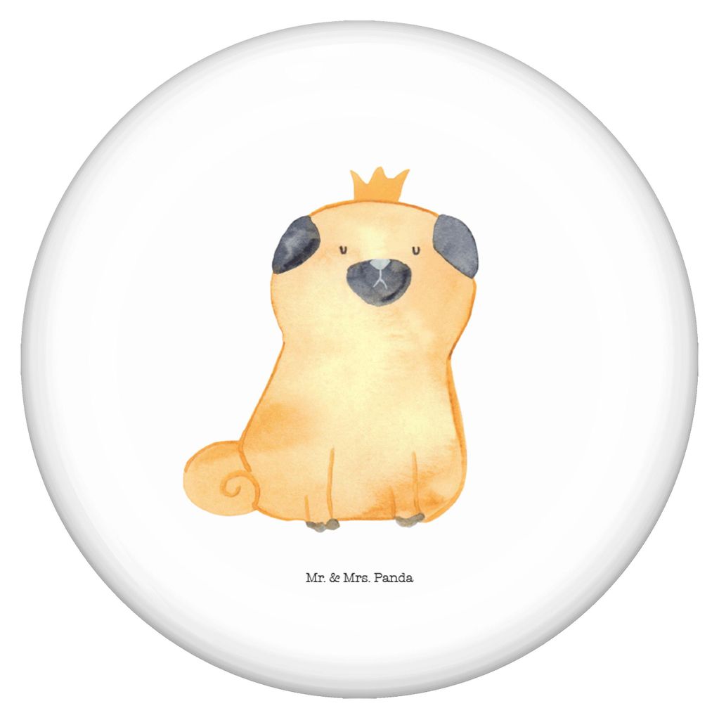 Mr. & Mrs. Panda Pin Mops Krone - Weiß - Geschenk, Hund, König, Königlich, Sprüche, Badge, Plakette, Lustig, Reversnadel, Anstecker, Button