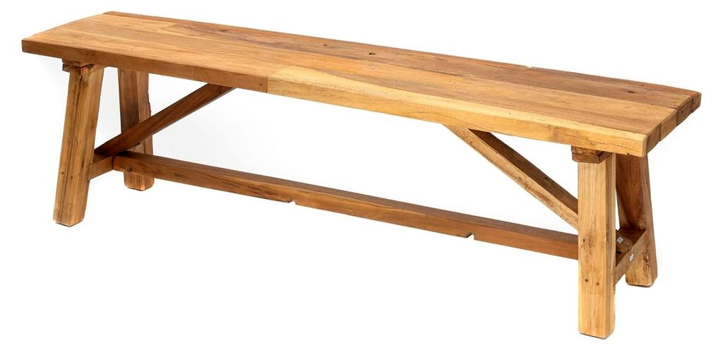 Roca | 160 cm, Massivholz | Sitzbank aus Holz, Flurbank, Bettbank mit Strebe, natürliche Küchenbank, Blumenbank, Holzbank