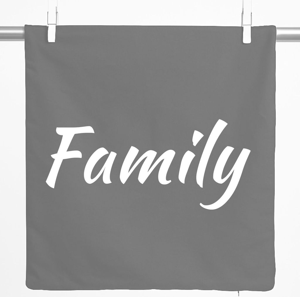 Huuraa Kissenbezug Family Schriftzug 40x40cm Steel Grey Produktbild 