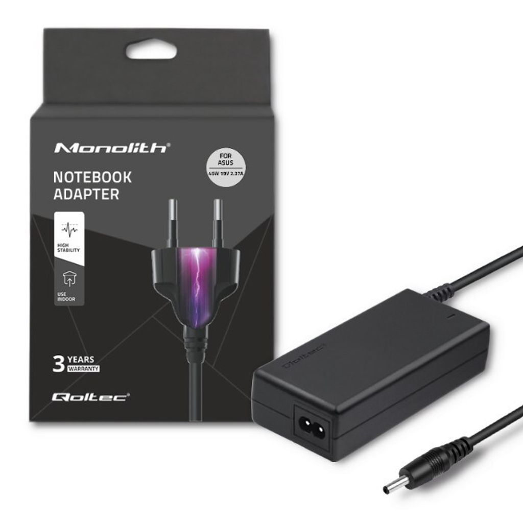 Qoltec Asus Laptop-Netzteil 45 W | 19 V | 2,37 A | 3,0 x 1,0 | + Stromkabel