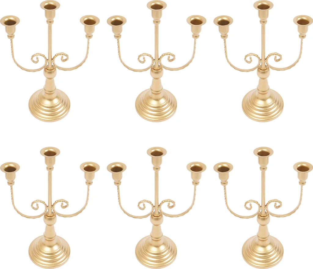 Chandelier de Table Or pour Dîner Romantique - Lot de 6 Bougeoirs