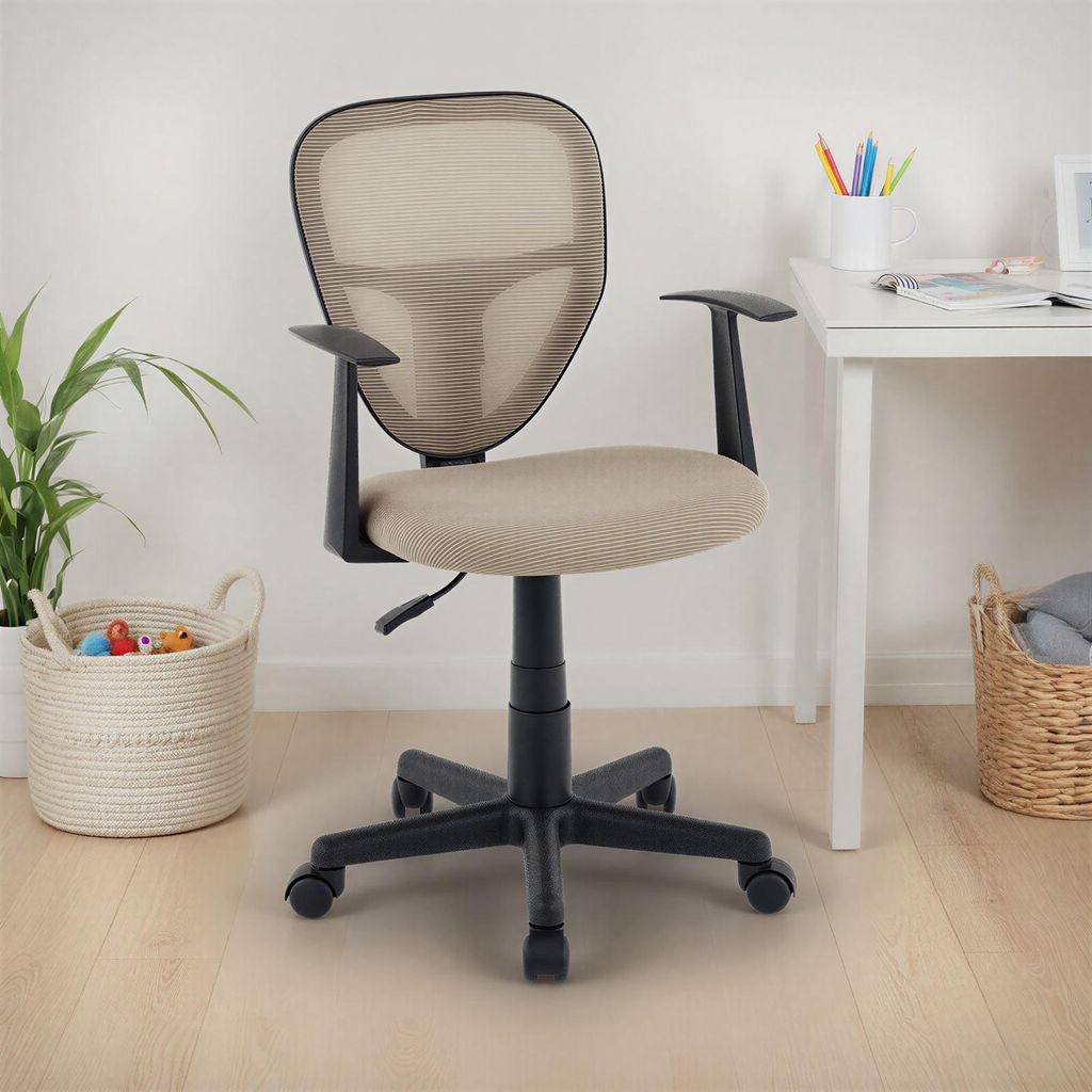 Kinderdrehstuhl STUDIO-1 höhenverstellbar, Taupe - Schreibtischstuhl Kinder ab 6 Jahren, Bürostuhl mit atmungsaktivem Mesh, Kinderstuhl für Schr...