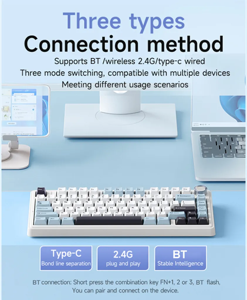 Clavier mécanique AULA à trois modes interrupteur Reaper vert cèdre