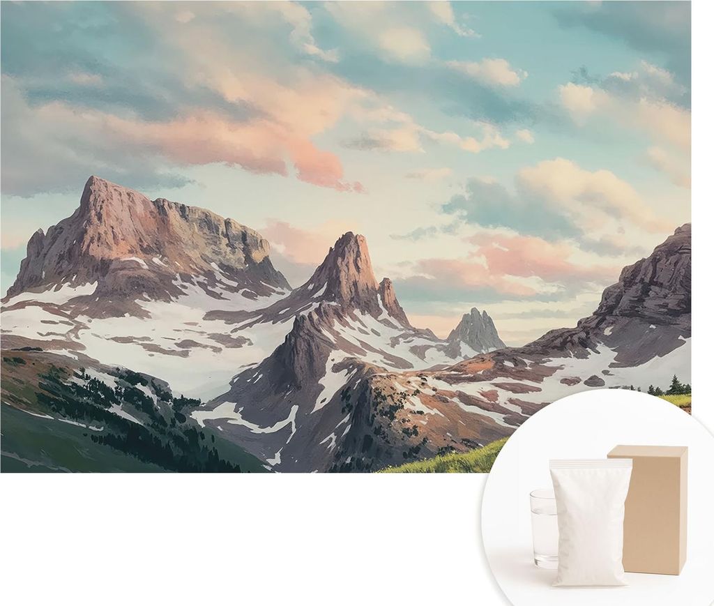 Fototapete - Wandbilder für Wohnzimmer - 152x104 cm - Dekorative Wandfolie - Modernes Design für Wanddekoration - Tapeten für Innenräume - Berg...