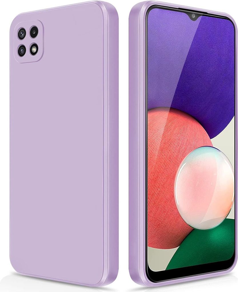 Silikon Hülle für Samsung Galaxy A22 5G Flüssigsilikon Dünn Gel Gummi Matt Kratzfeste Schutzhülle Lila