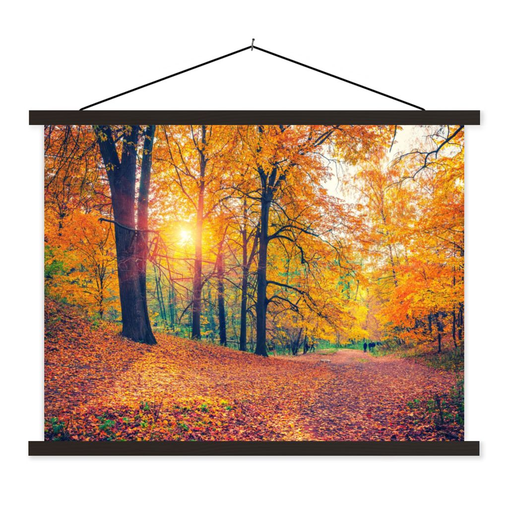 MuchoWow Textilposter Bäume - Herbst - Wald - Herbstliche Blätter 40x30 cm mit schwarzem Rahmen - Dekorationen