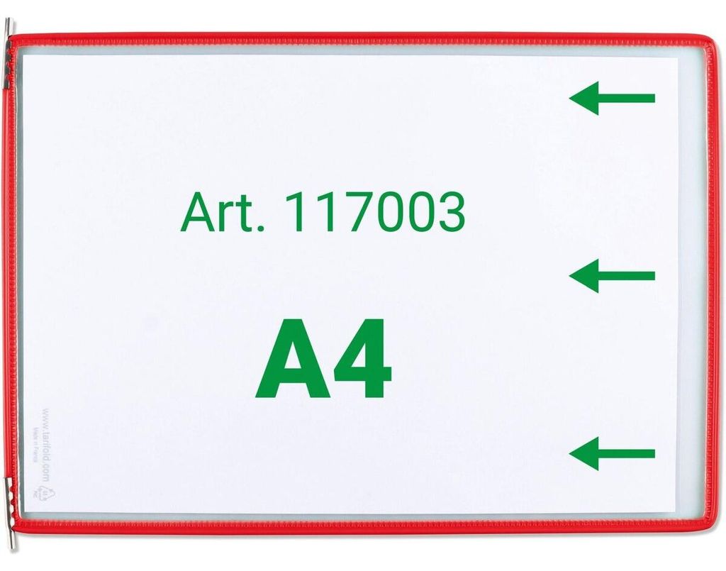 tarifold Sichttafeln mit 5 Aufsteckreitern DIN A4 quer rot, Öffnung seitlich, 20 St.